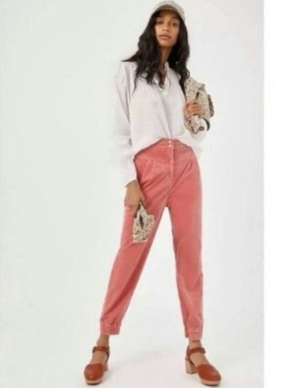 NWT Anthropoligie Corduroy Kalea Jogger Trouser Pants in Pastel Rose Medium